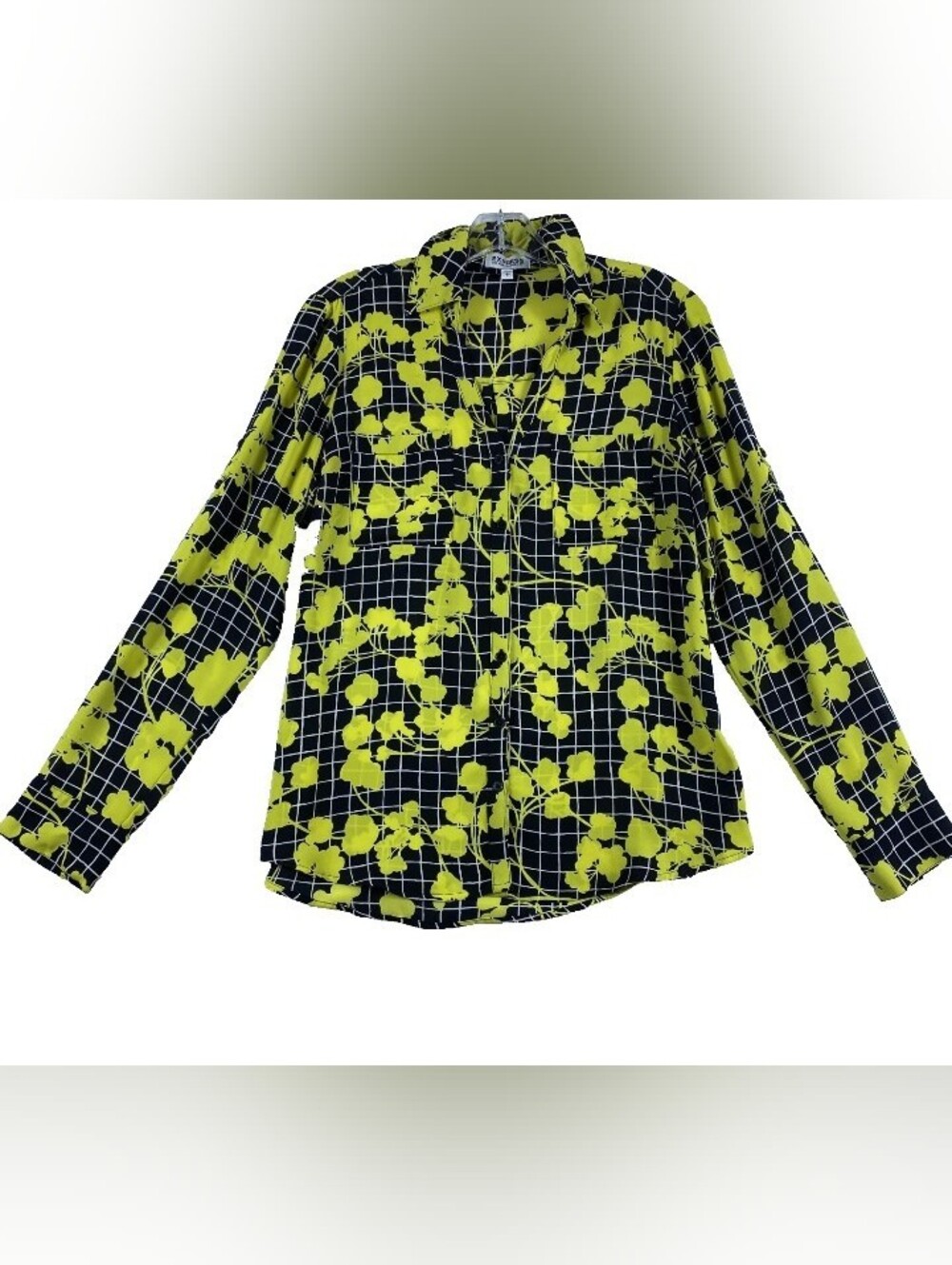 Express Yellow Black Portofino Blouse Small Retro Style